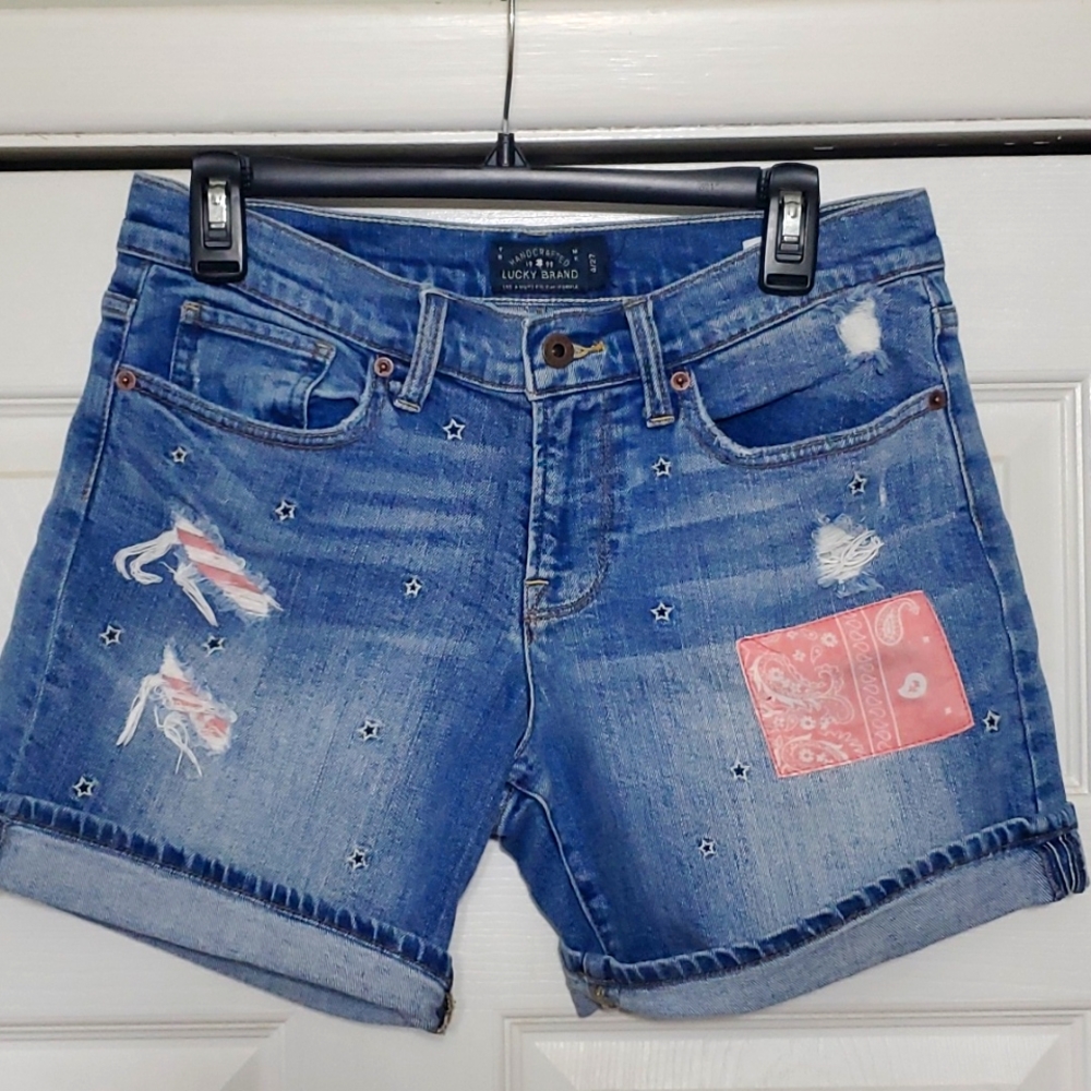 Lucky Brand distressed patchwork denim shorts